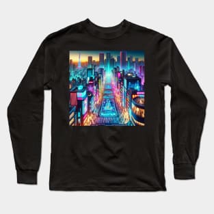 Neon Pulse: The Digital Plaza part two Long Sleeve T-Shirt